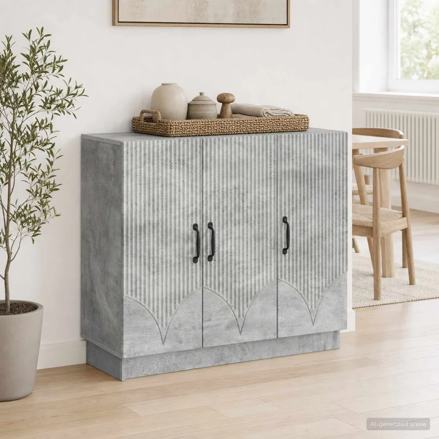Buffet Gris béton 89 x 34,5 x 77 cm Bois d'ingénierie