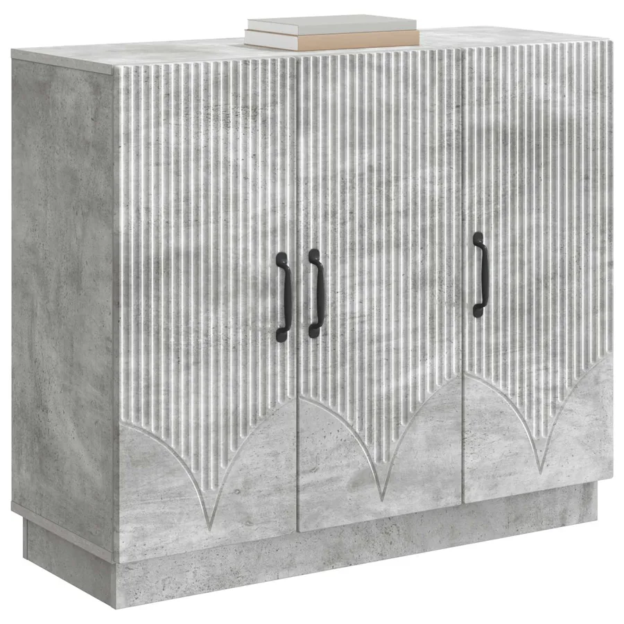 Buffet Gris béton 89 x 34,5 x 77 cm Bois d'ingénierie - 3