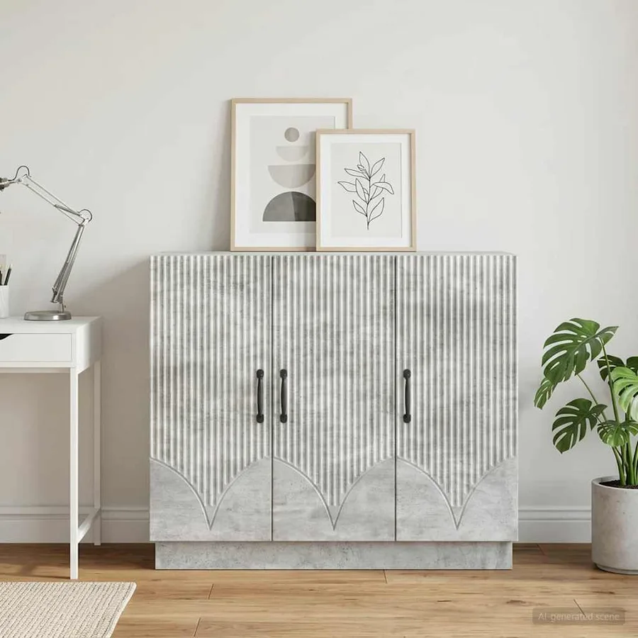 Buffet Gris béton 89 x 34,5 x 77 cm Bois d'ingénierie - 4
