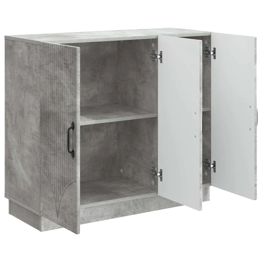 Buffet Gris béton 89 x 34,5 x 77 cm Bois d'ingénierie - 5