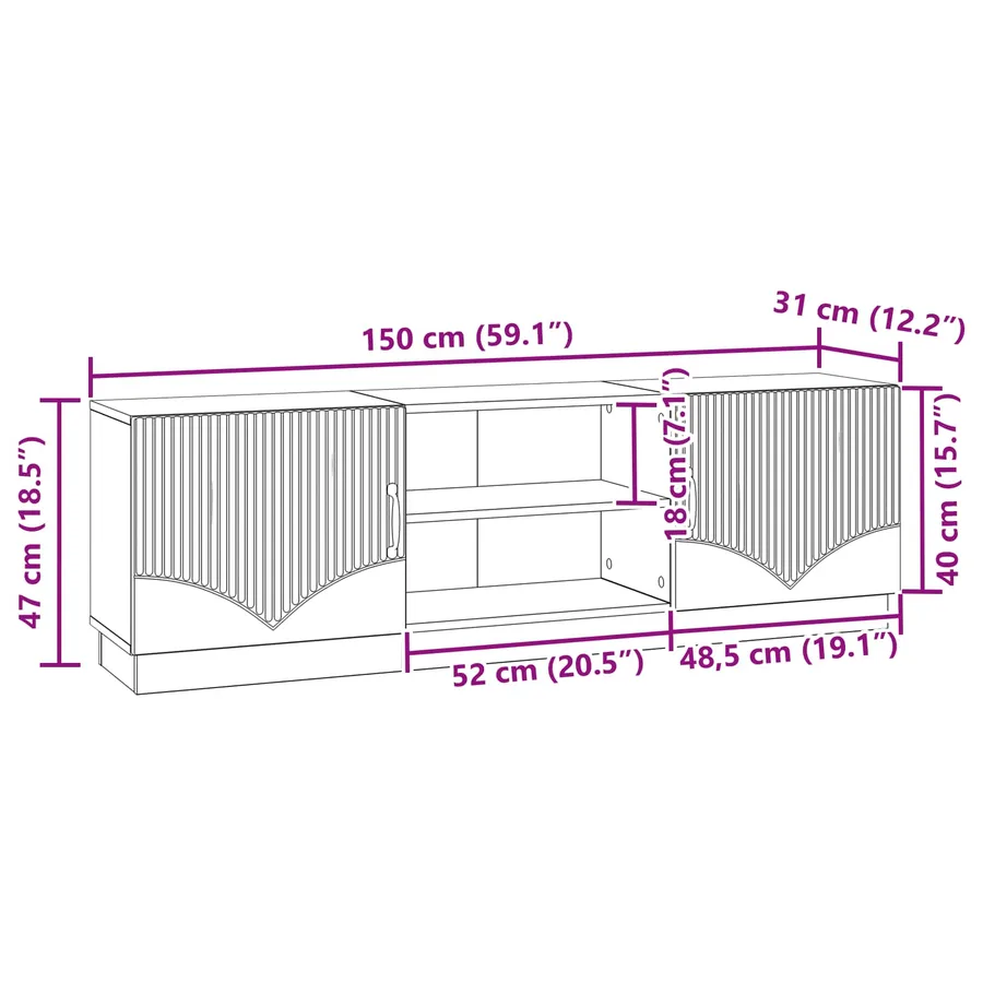 Meuble TV 150 x 31 x 47 cm Chêne artisanal Bois d'ingénierie - 12