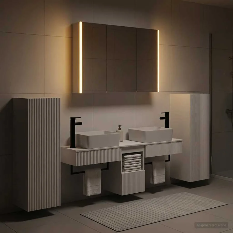 Ensemble de mobilier de salle de bain 6 pcs Blanc