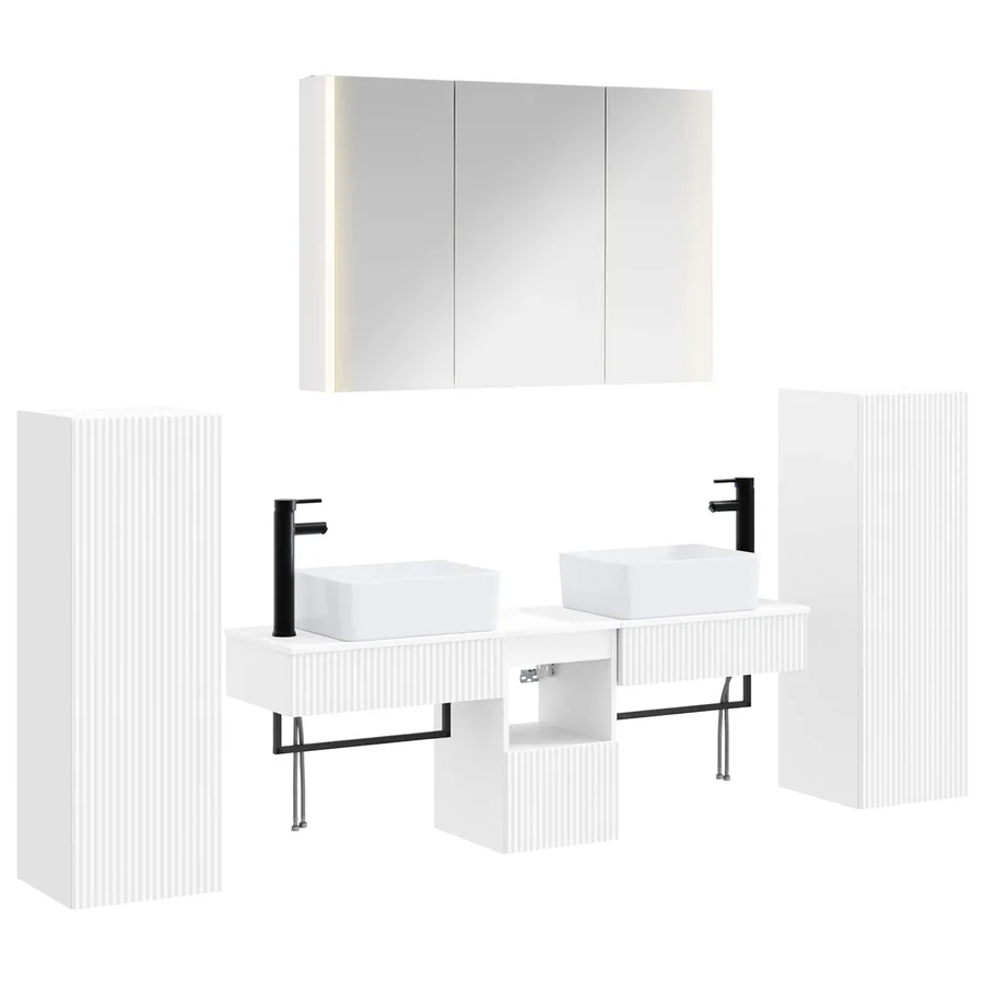 Ensemble de mobilier de salle de bain 6 pcs Blanc - 2