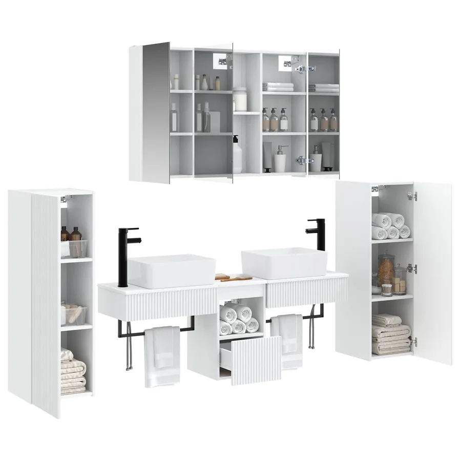 Ensemble de mobilier de salle de bain 6 pcs Blanc - 3