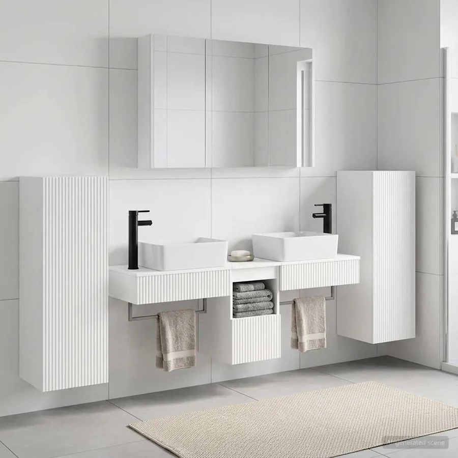 Ensemble de mobilier de salle de bain 6 pcs Blanc - 4