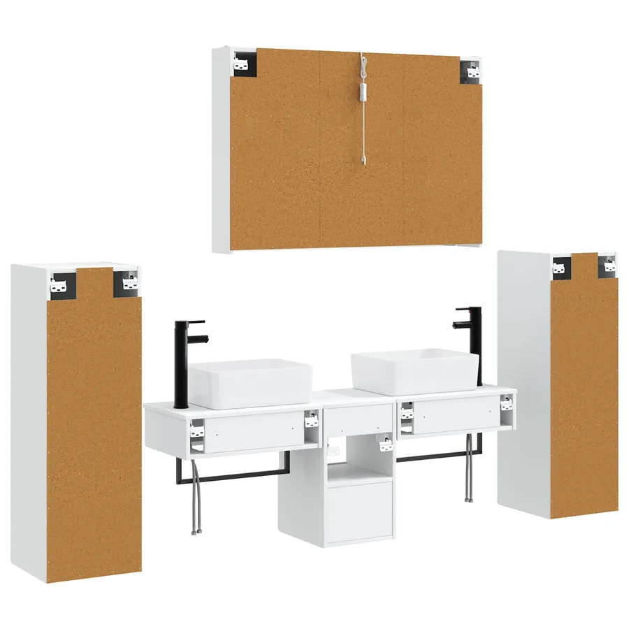 Ensemble de mobilier de salle de bain 6 pcs Blanc - 9
