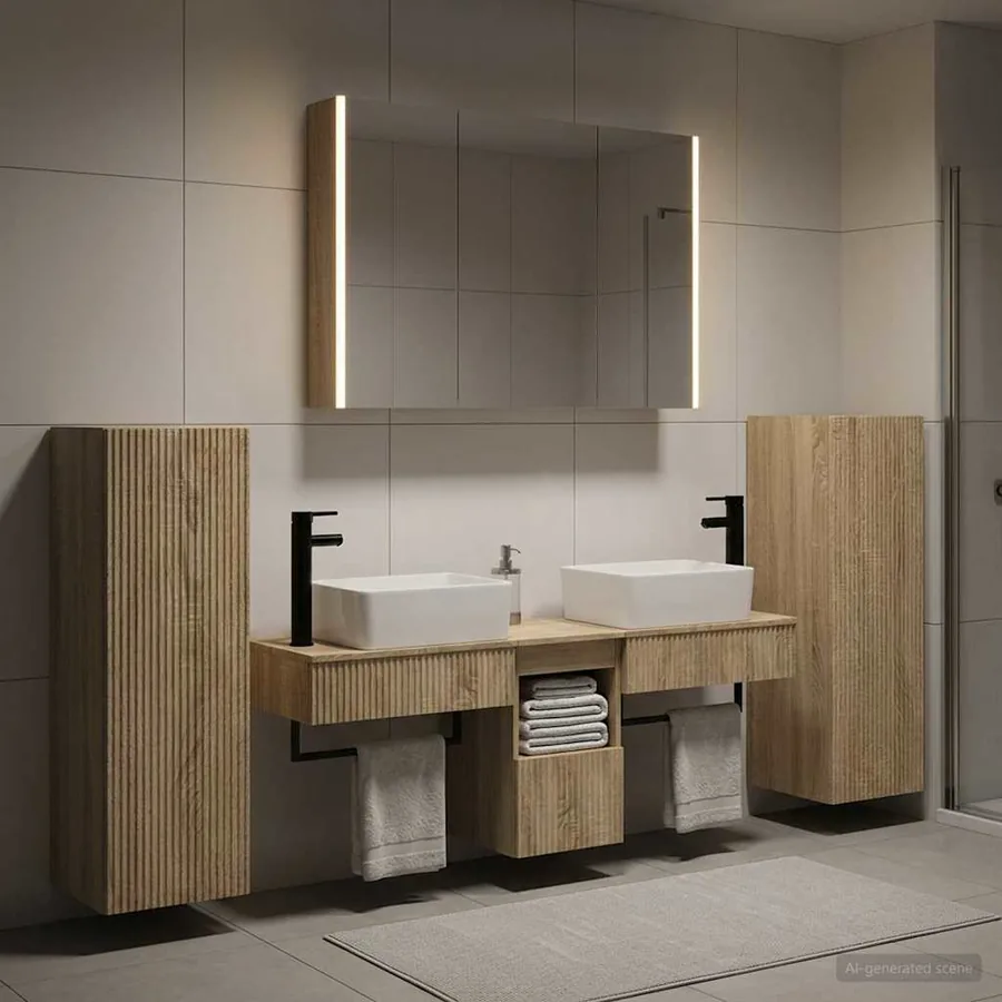 Ensemble de mobilier de salle de bain 6 pcs Chêne Sonoma