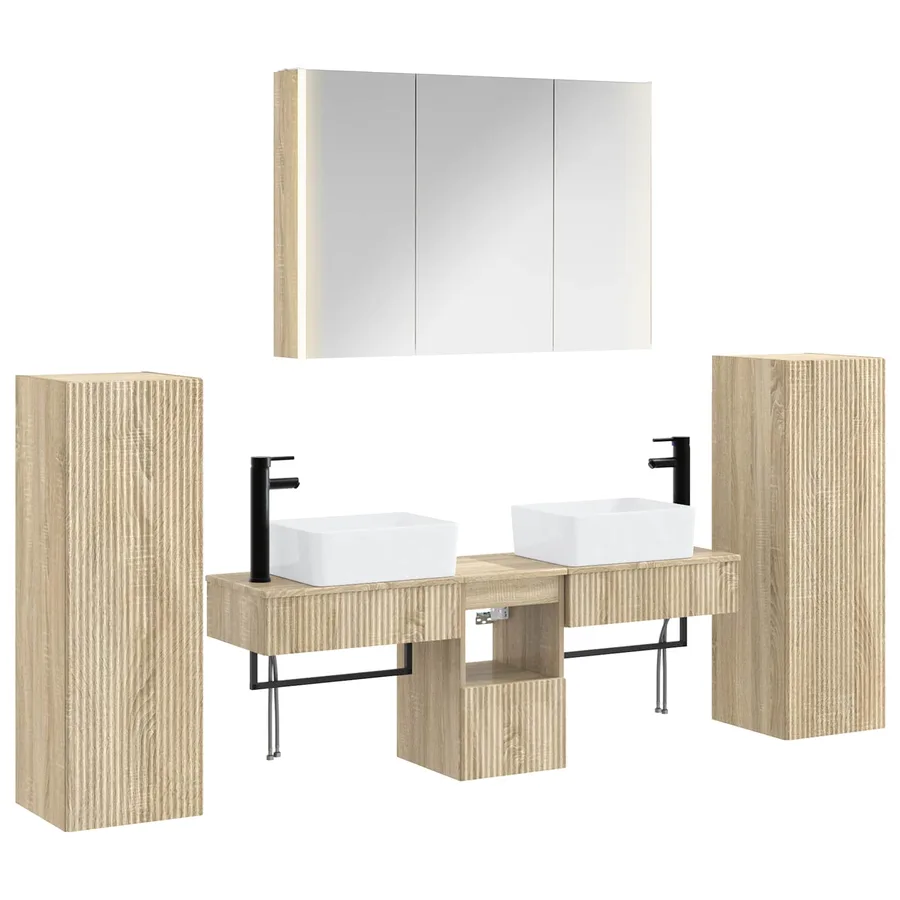 Ensemble de mobilier de salle de bain 6 pcs Chêne Sonoma - 2