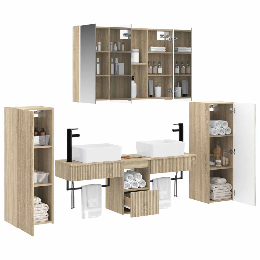 Ensemble de mobilier de salle de bain 6 pcs Chêne Sonoma - 3