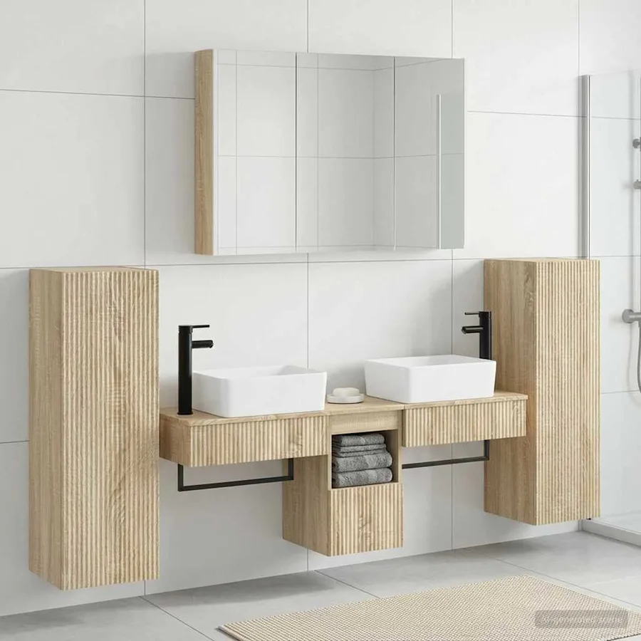 Ensemble de mobilier de salle de bain 6 pcs Chêne Sonoma - 4