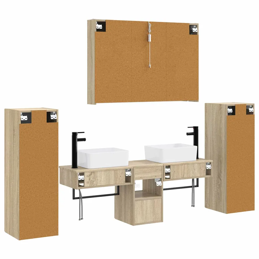 Ensemble de mobilier de salle de bain 6 pcs Chêne Sonoma - 9