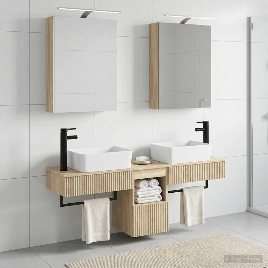 Ensemble d'armoire de salle de bain 5 pcs Chêne Sonoma - 4
