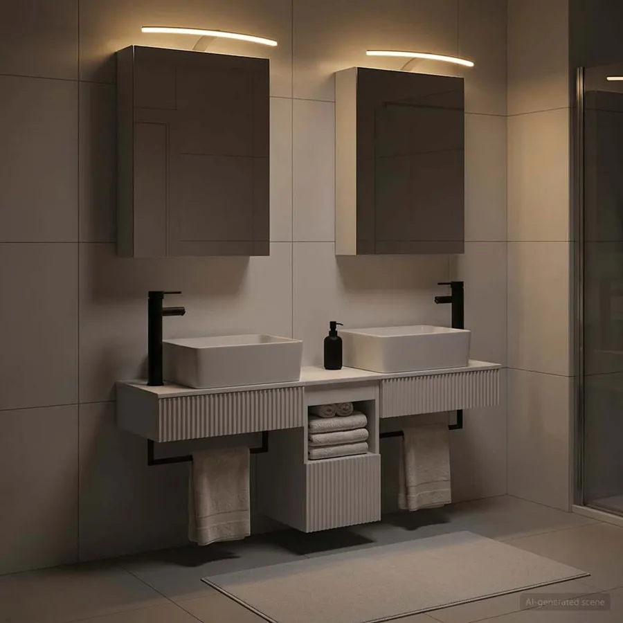 Ensemble d'armoire de salle de bain 5 pcs Blanc