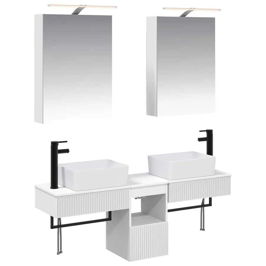 Ensemble d'armoire de salle de bain 5 pcs Blanc - 2