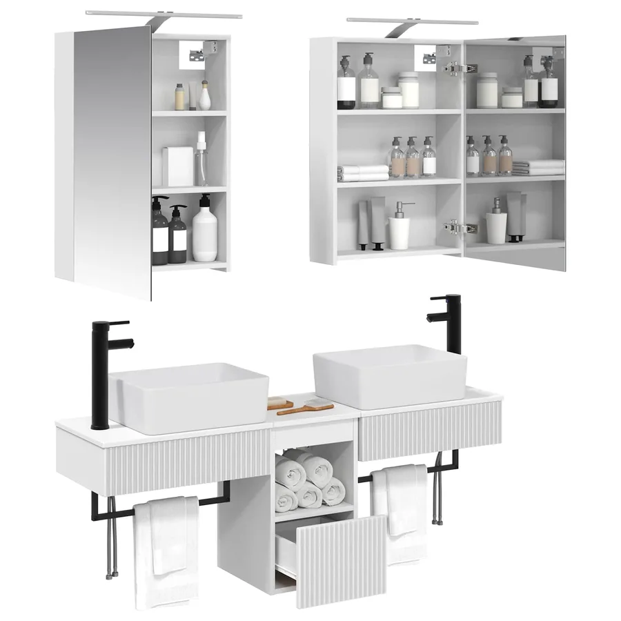 Ensemble d'armoire de salle de bain 5 pcs Blanc - 3