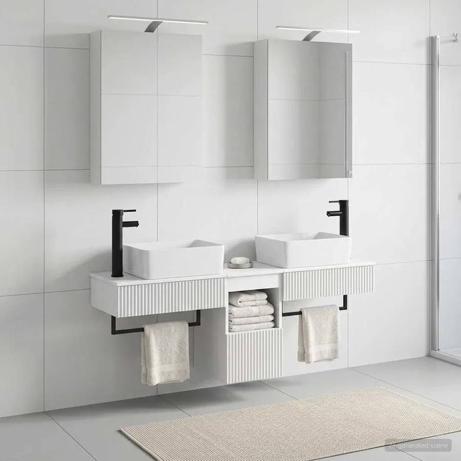 Ensemble d'armoire de salle de bain 5 pcs Blanc - 4