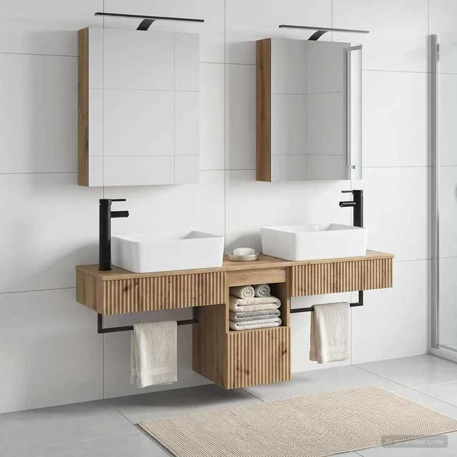 Ensemble d'armoire de salle de bain 5 pc Chêne artisanal