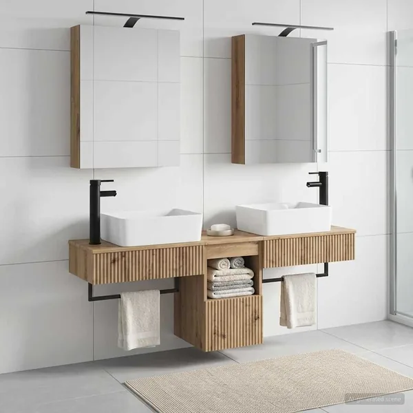 Ensemble d'armoire de salle de bain 5 pc Chêne artisanal