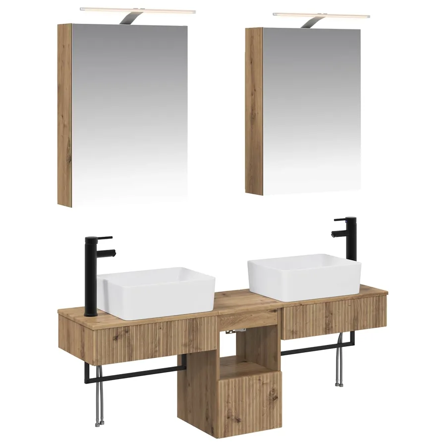 Ensemble d'armoire de salle de bain 5 pc Chêne artisanal - 2