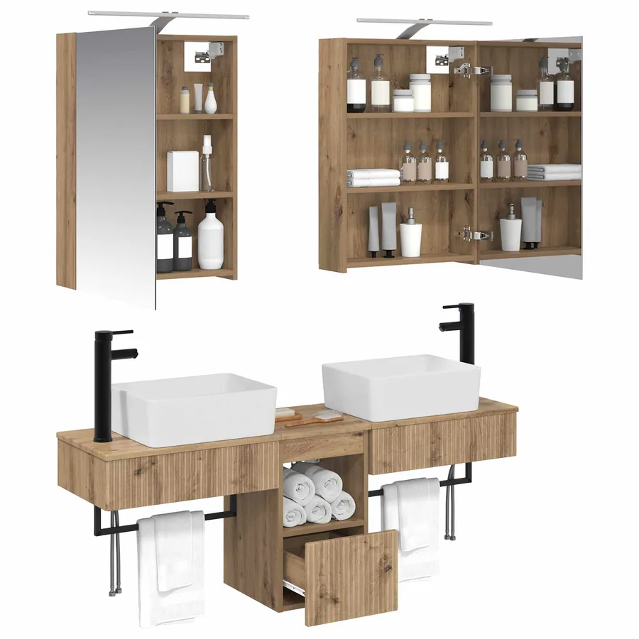 Ensemble d'armoire de salle de bain 5 pc Chêne artisanal - 3
