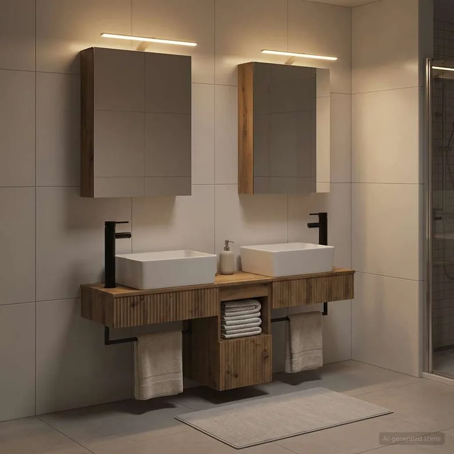 Ensemble d'armoire de salle de bain 5 pc Chêne artisanal - 4