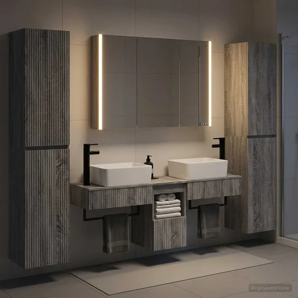 Ensemble de mobilier de salle de bain 6 pcs Sonoma gris