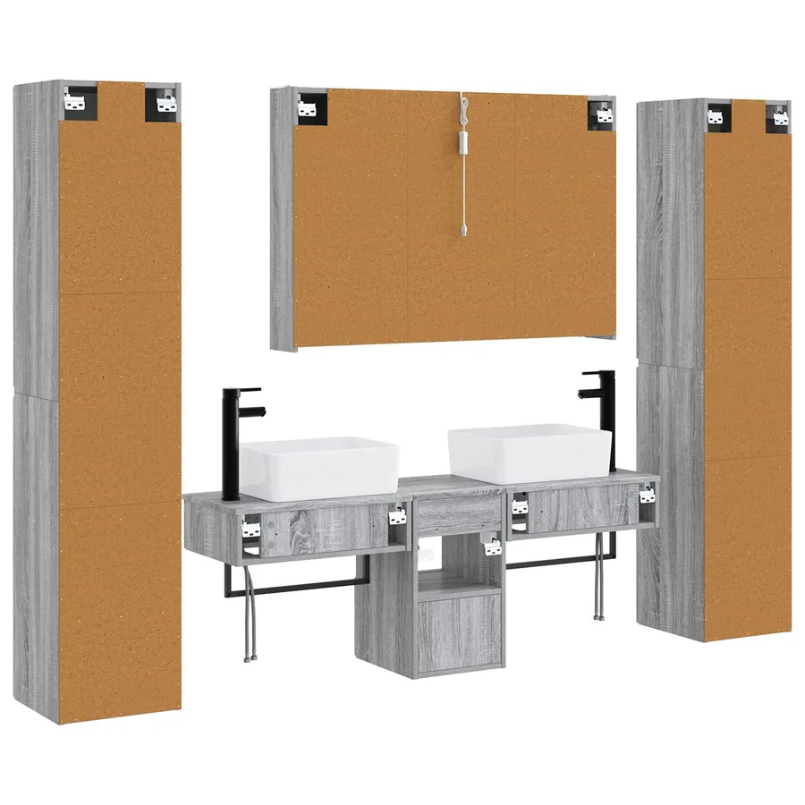 Ensemble de mobilier de salle de bain 6 pcs Sonoma gris - 9