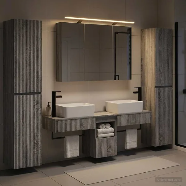 Ensemble de mobilier de salle de bain 6 pcs Sonoma gris