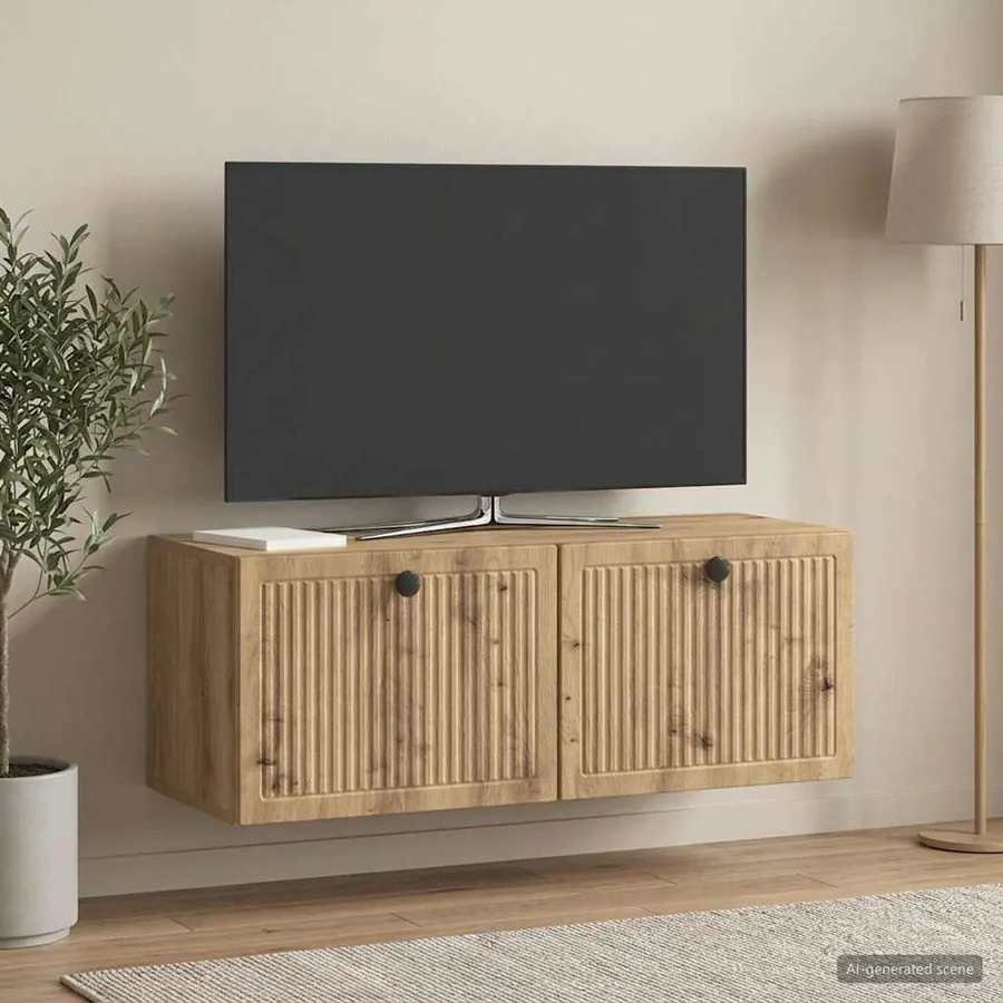 Meuble TV mural 78,5 x 31 x 30 cm Chêne artisanal