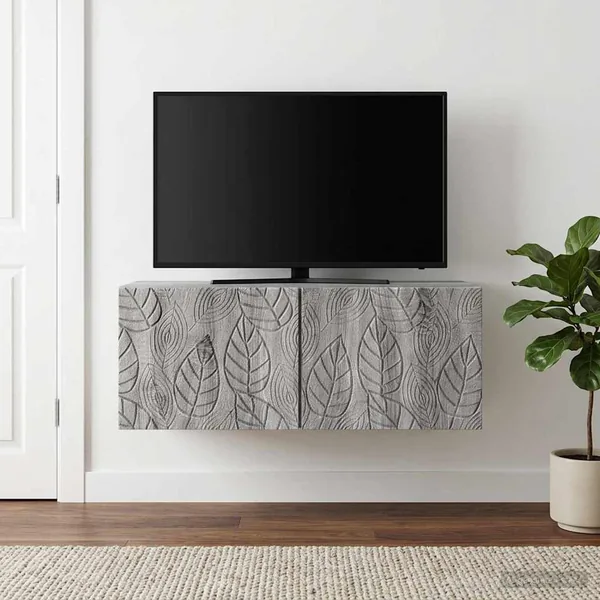 Meuble TV mural 98 x 31 cm Sonoma gris Bois d'ingénierie