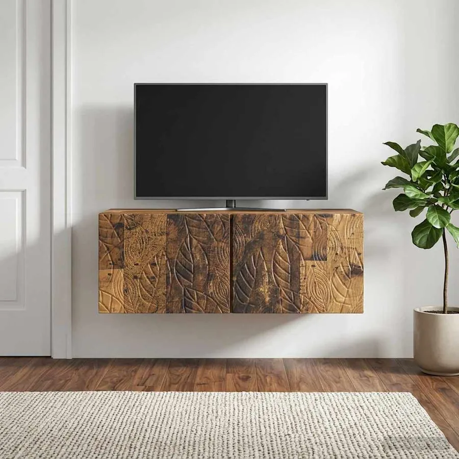 Meuble TV mural 98 x 31 cm Bois ancien Bois d'ingénierie