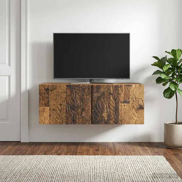 Meuble TV mural 98 x 31 cm Bois ancien Bois d'ingénierie