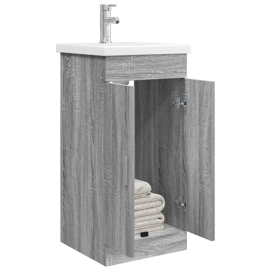 Meuble de salle de bain avec évier Sonoma gris - 3