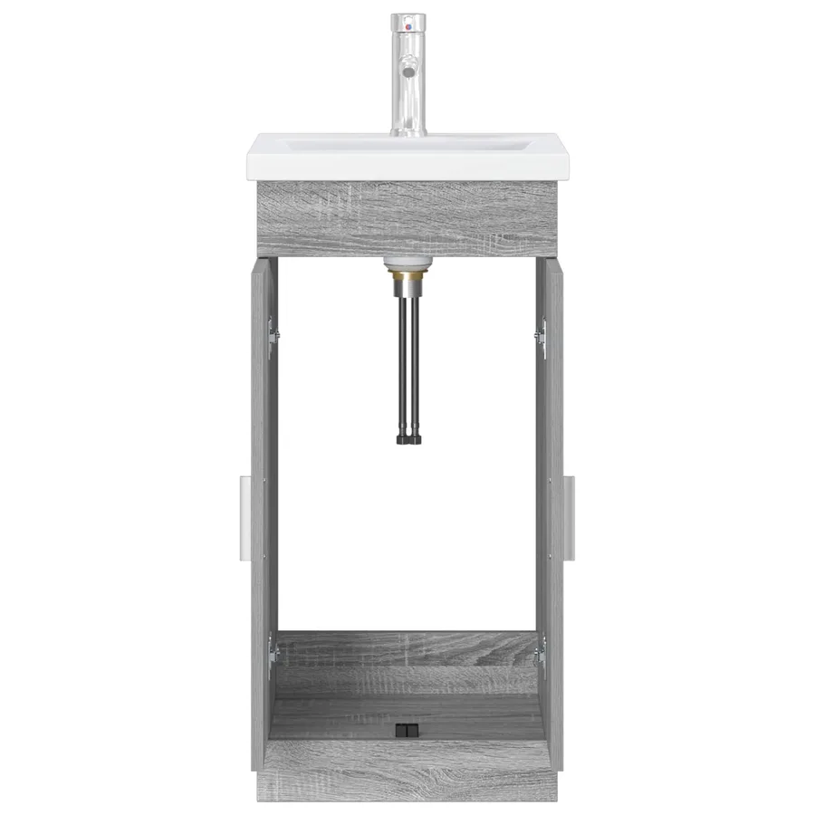 Meuble de salle de bain avec évier Sonoma gris - 4