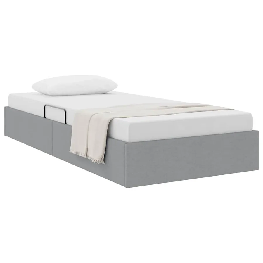 Lit de Rangement avec stockage Gris clair 90 x 190 cm Tissu - 3