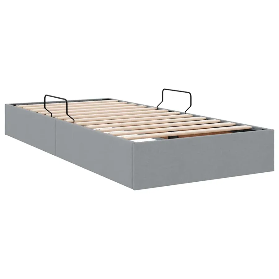 Lit de Rangement avec stockage Gris clair 90 x 190 cm Tissu - 5