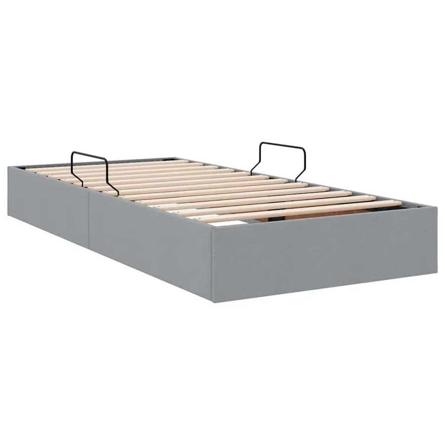 Lit de Rangement avec stockage Gris clair 90 x 190 cm Tissu - 9