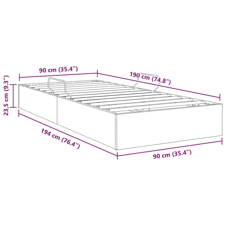 Lit de Rangement avec stockage Noir 90 x 190 cm Velours - 13