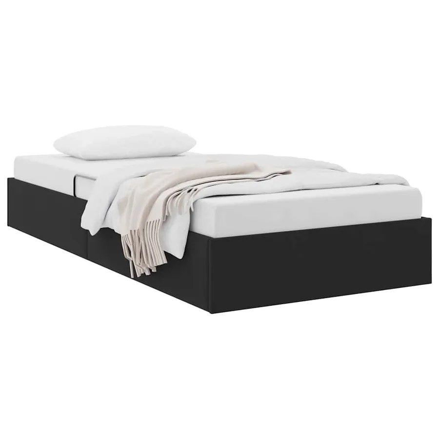 Lit de Rangement avec stockage Noir 90 x 190 cm Velours - 3
