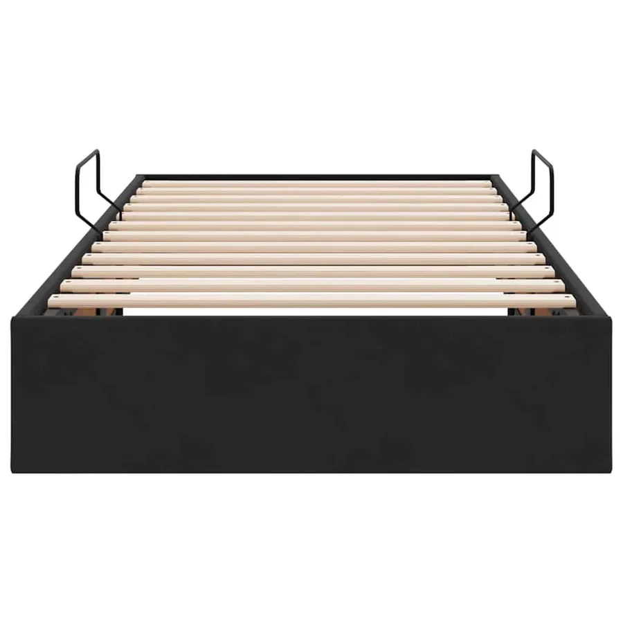 Lit de Rangement avec stockage Noir 90 x 190 cm Velours - 7