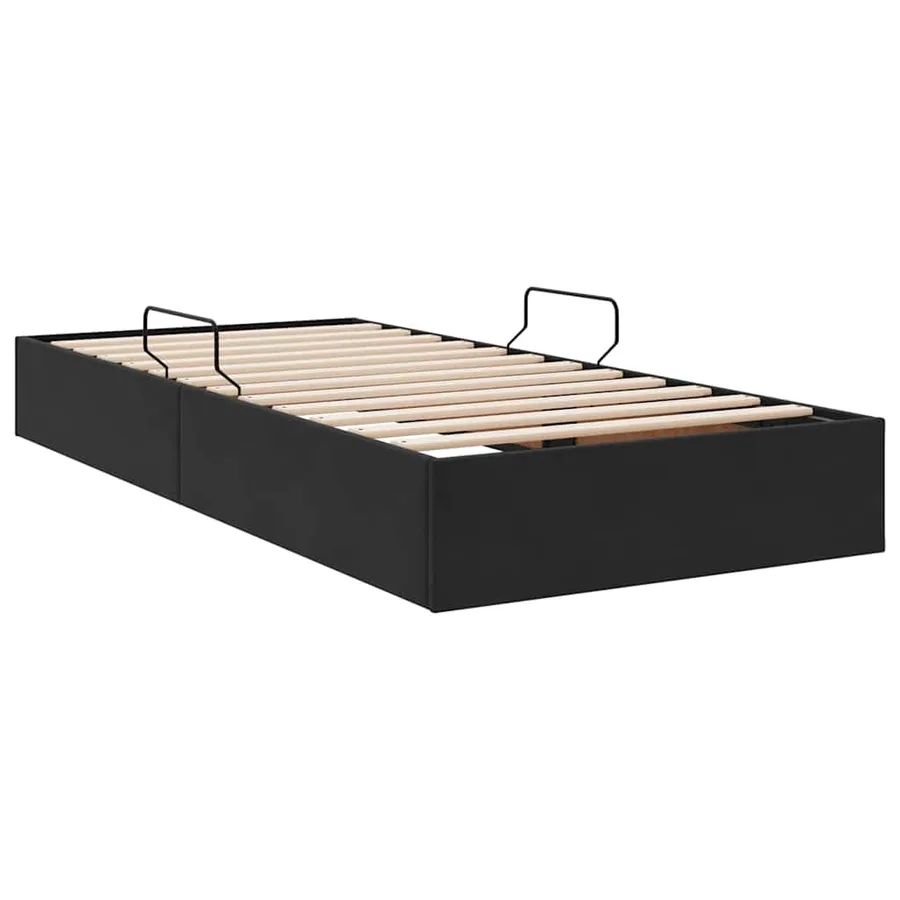 Lit de Rangement avec stockage Noir 90 x 190 cm Velours - 9