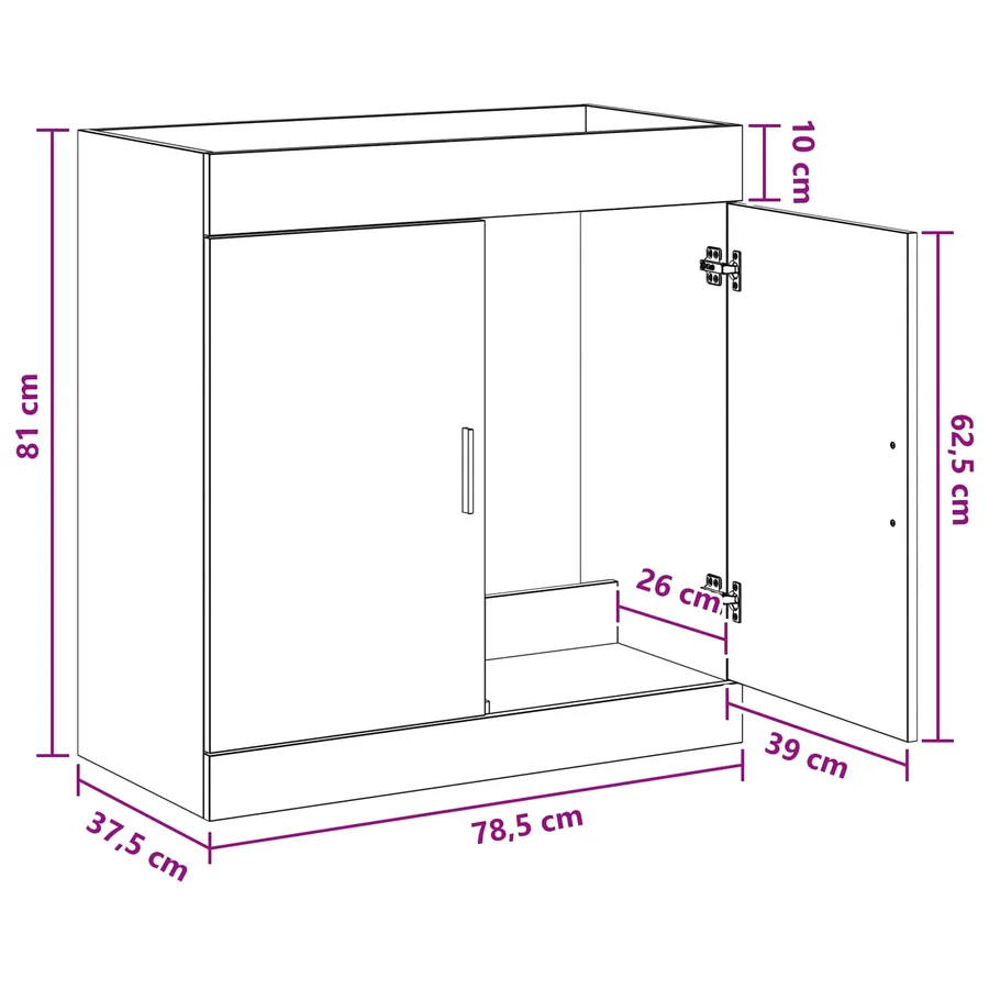 Meuble sous lavabo de salle de bain Chêne noir - 8