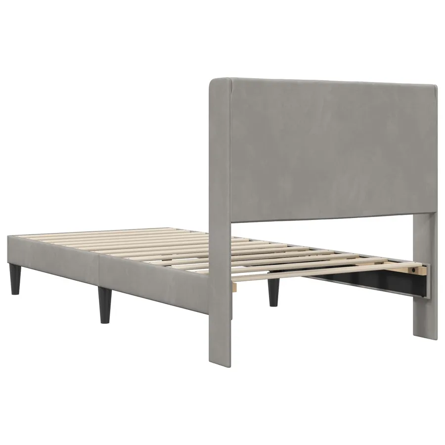 Cadre de lit avec tête de lit Gris clair 80 x 200 cm Velours - 6