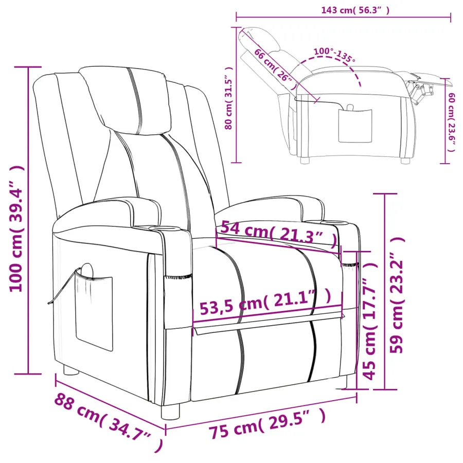 Fauteuil de massage électrique Marron Similicuir - 14