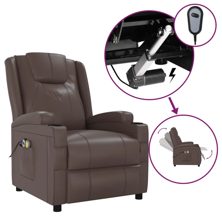 Fauteuil de massage électrique Marron Similicuir - 2