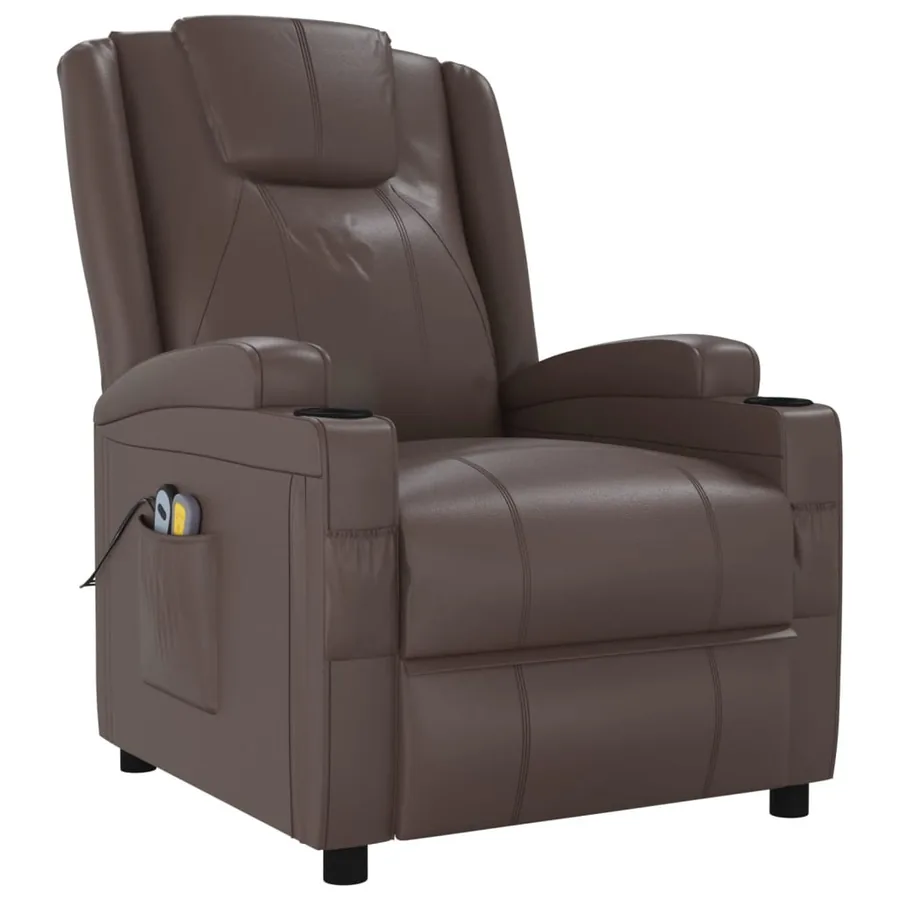 Fauteuil de massage électrique Marron Similicuir - 3