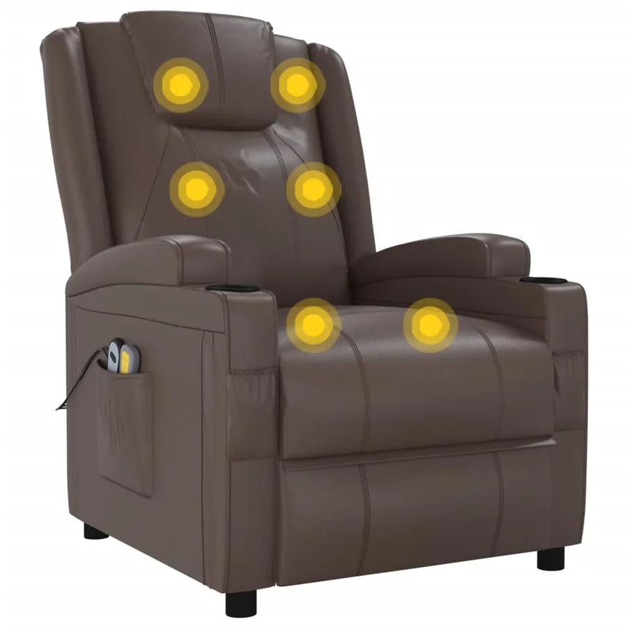 Fauteuil de massage électrique Marron Similicuir - 8