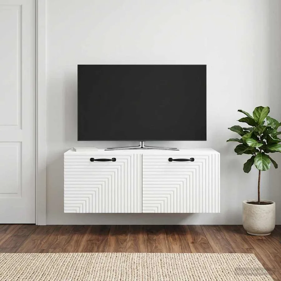 Meuble TV mural Blanc 78,5 x 41 x 30 cm Bois d'ingénierie - 4