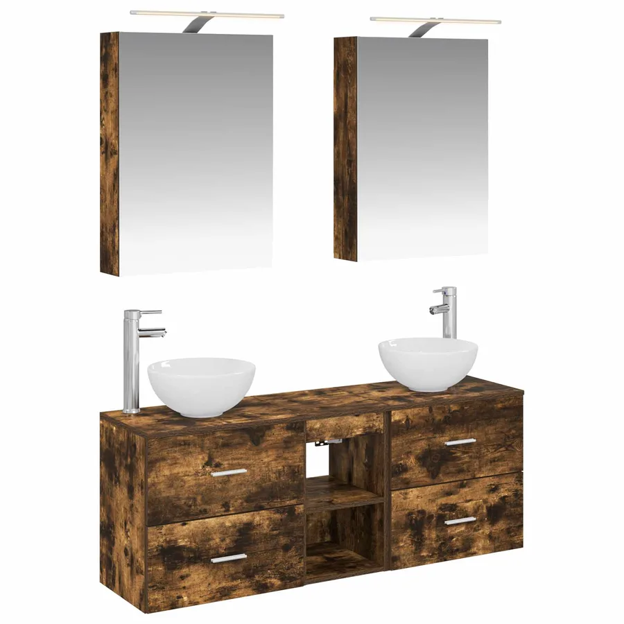 Ensemble d'armoire de salle de bain 5 pcs Chêne fumé - 2