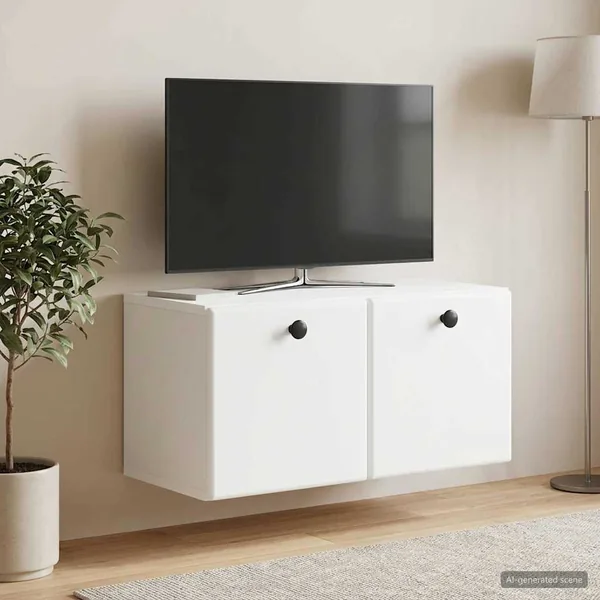 Meuble TV mural 59,5 x 31 x 30 cm Blanc Bois d'ingénierie